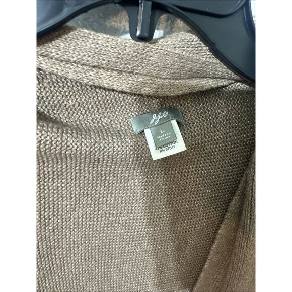 Women’s J.Jill Cardigan Linen blend Asymmetrical Brown Size Large - Picture 10 of 16